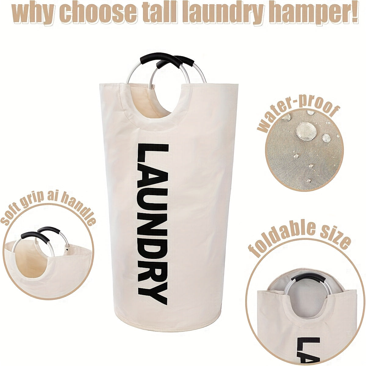 Large Laundry Basket With Foldable Laundry Bag, Independent High Hanger, Foldable Laundry Box, Waterproof Laundry Basket